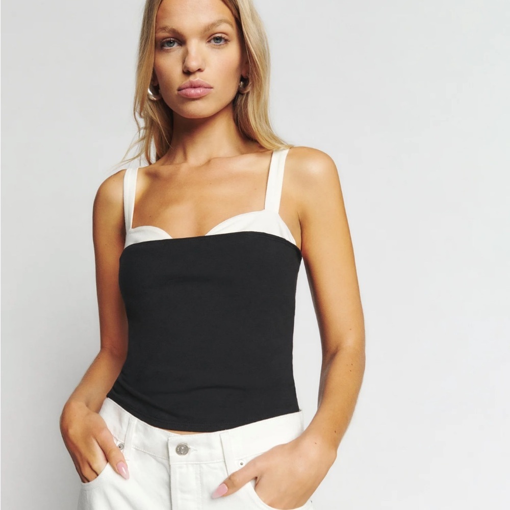 Reformation Harlan Knit Top White Bra